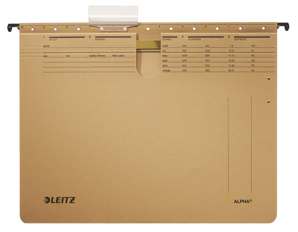 Függőmappa gyorsfűző szerkezettel LEITZ Alpha A/4 karton natúr 25 db/doboz