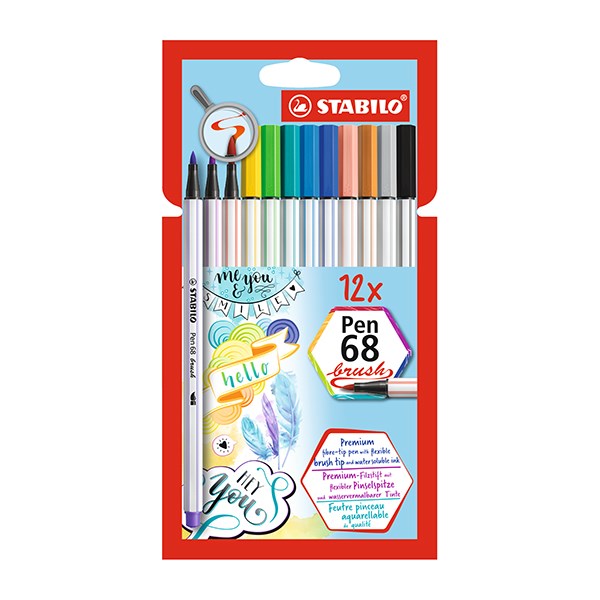 Ecsetfilc STABILO Pen 68 Brush 12 darabos készlet