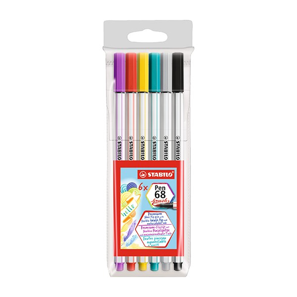 Ecsetfilc STABILO Pen 68 Brush 6 darabos készlet