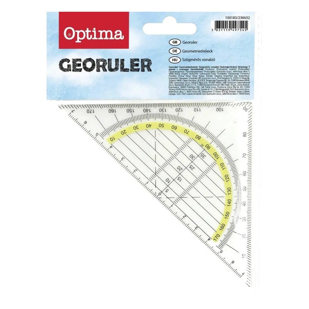 Szögmérő OPTIMA 180 fokos műanyag