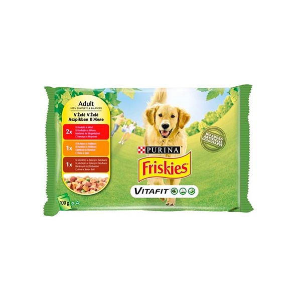 Állateledel alutasakos PURINA Friskies Adult kutyáknak multipack aszpikos 4x100g