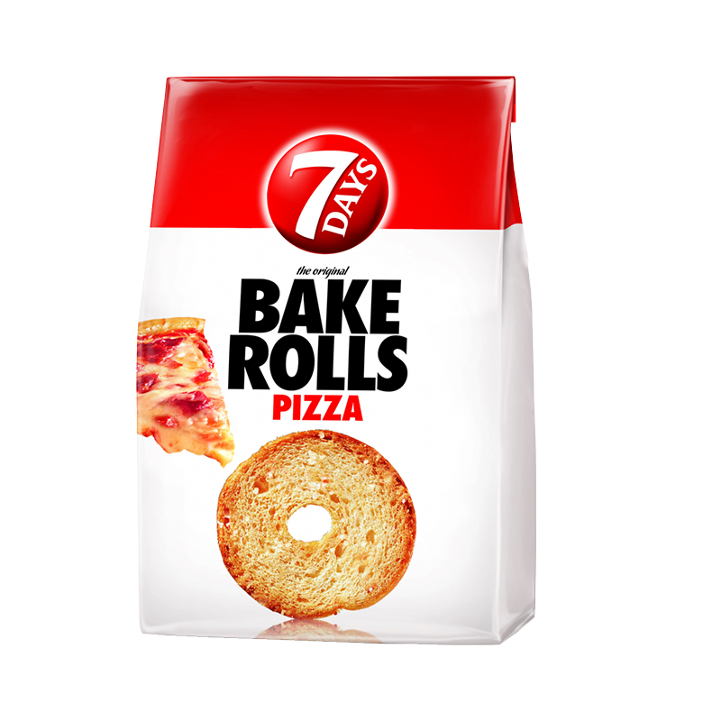 Kétszersült kenyérkarika 7DAYS Bake Rolls pizza ízű 80g