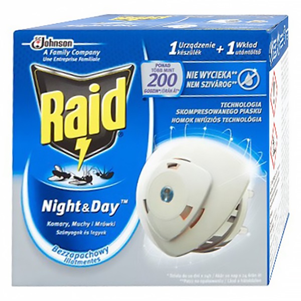 Rovarírtó elektromos készülék szúnyogirtó RAID Night&Day illatmentes