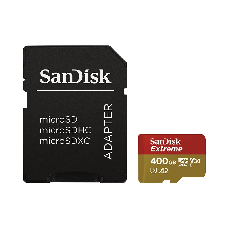 Memóriakártya SANDISK microSDXC Extreme U3 V30 400 GB + adapter