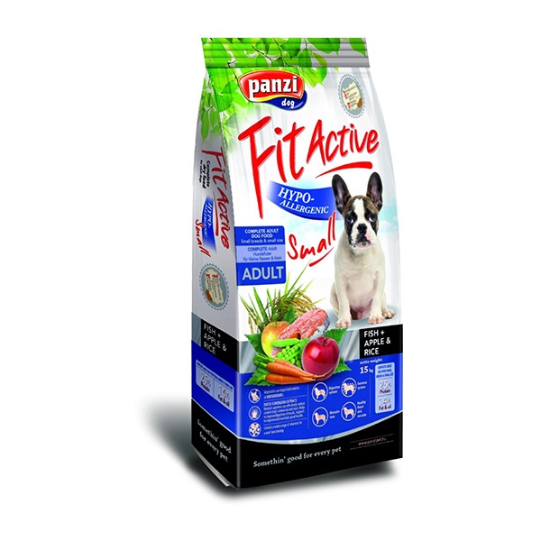 Állateledel száraz PANZI FitActive Hypoallergén kistestű felnőtt kutyáknak hallal és rizzsel  15 kg