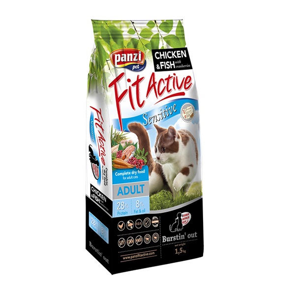 Állateledel száraz PANZI FitActive Sensitive felnőtt macskáknak 1,5 kg