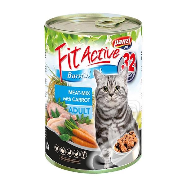 Állateledel konzerv PANZI FitActive felnőtt macskának hús-mix 415 g