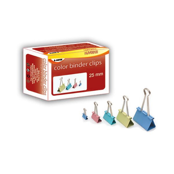 Binder csipesz 25 mm színes 12 darabos