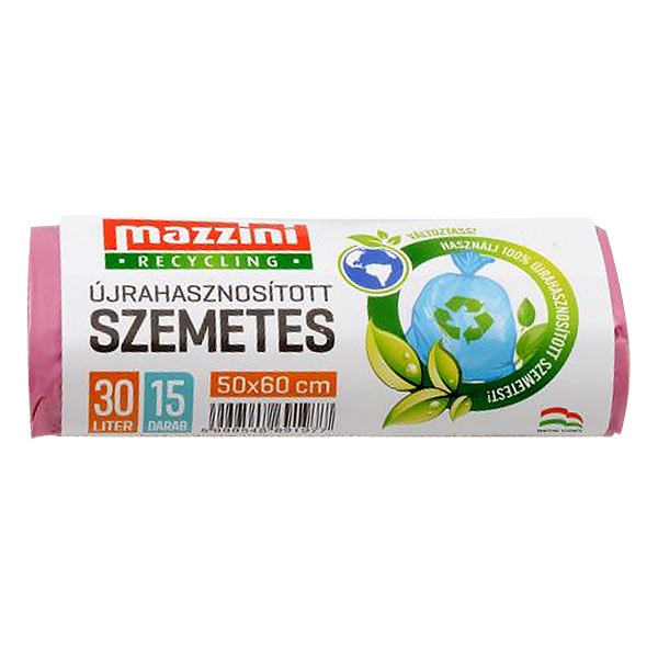 Szemeteszsák újrahasznosított MAZZINI 30L 15 db/tekercs