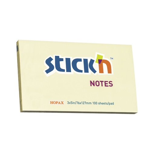 Öntapadó jegyzettömb STICK`N 76x127mm pasztel sárga 100 lap