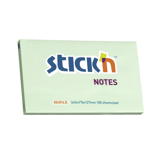 Öntapadó jegyzettömb STICK`N 76x127mm pasztel zöld 100 lap