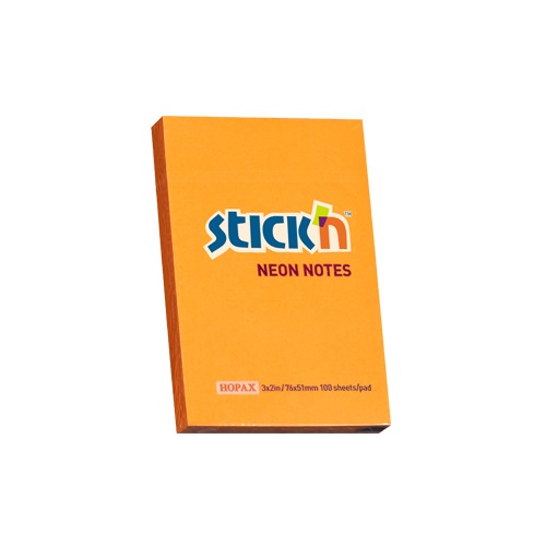 Öntapadó jegyzettömb STICK`N 76x51mm neon narancs 100 lap