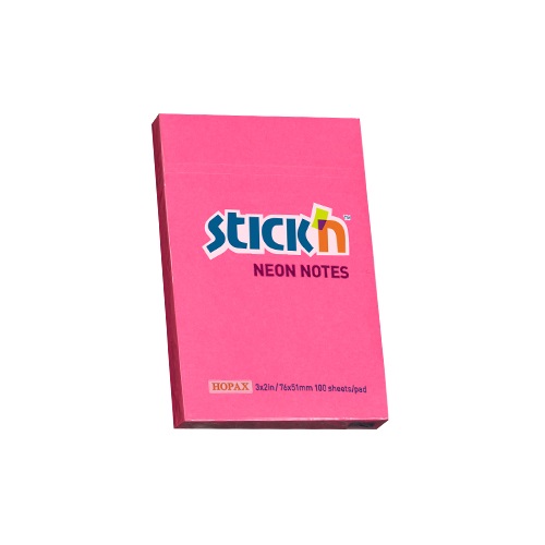 Öntapadó jegyzettömb STICK`N 76x51mm neon pink 100 lap