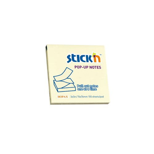 Öntapadós jegyzettömb STICK`N 76x76mm z-hajtott sárga 100 lap