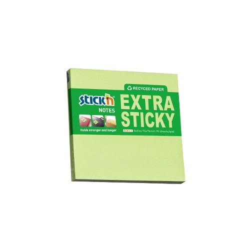 Öntapadó jegyzettömb STICK`N extra erős 76x76mm újrahasznosított pasztel zöld 90 lap