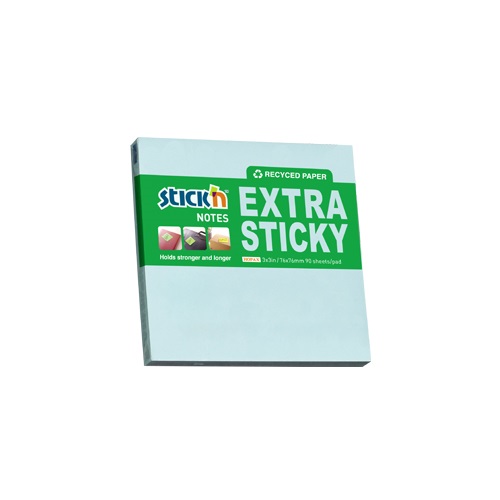 Öntapadó jegyzettömb STICK`N extra erős 76x76mm újrahasznosított pasztel kék 90 lap