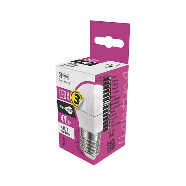 LED izzó EMOS E27 kisgömb 4,2W természetes fény 4000K