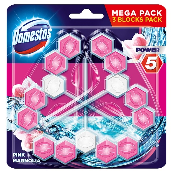 Toalett öblítő DOMESTOS Power5 Pink Magnolia 3x55 g
