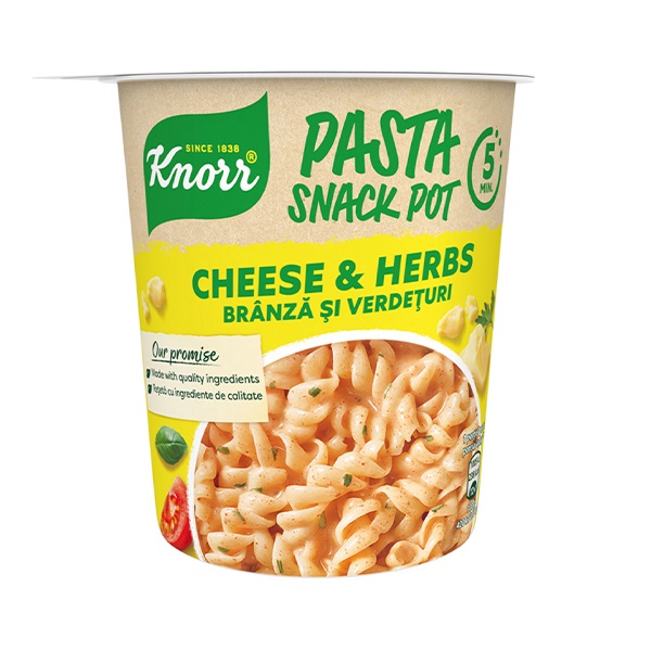 Instant tészta KNORR Snack Sajtos-zöldfűszeres szósz 65g