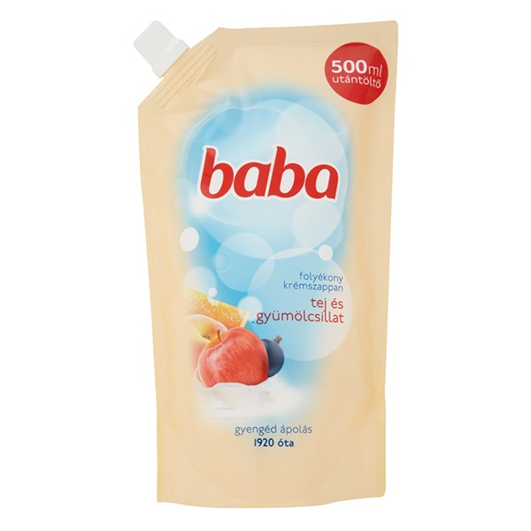 Folyékony szappan utántöltő BABA tej és gyümölcsillat 500 ml