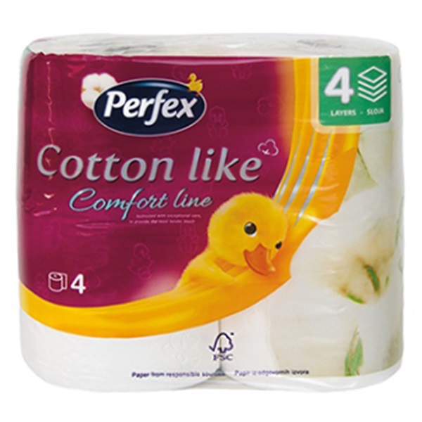 Toalettpapír PERFEX Cotton Comfort Line 4 rétegű 4 tekercses