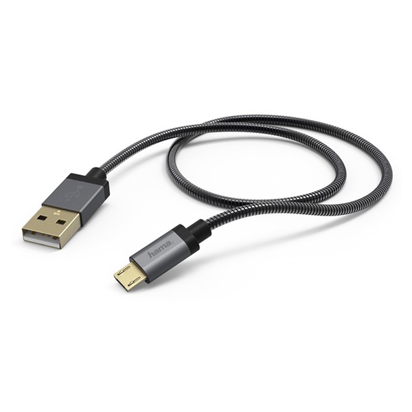 Adatkábel HAMA Micro USB Elite Metal 1,5m antracit
