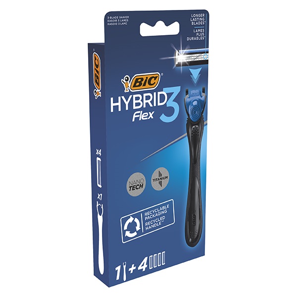 Borotva BIC Hybrid Flex3 férfi borotvanyél + 4 pótfej 4 darab/bliszter