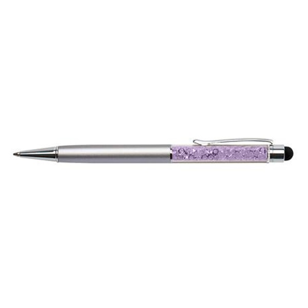 Golyóstoll ART CRYSTELLA ezüst felül orgona lila SWAROVSKI® kristállyal töltve Touch Pen 0,7mm kék