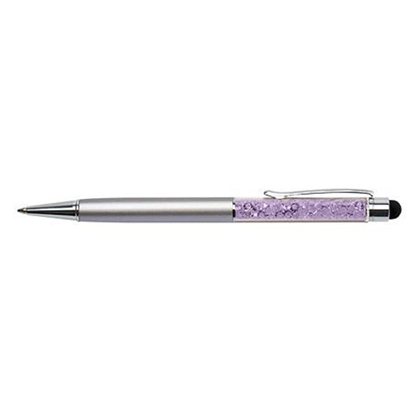 Golyóstoll ART CRYSTELLA orgona lila felül fehér SWAROVSKI® kristállyal töltve Touch Pen 0,7mm kék