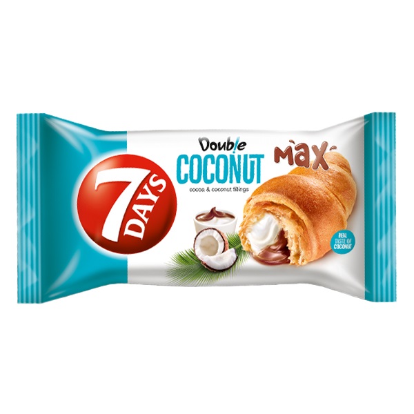 Croissant 7DAYS Double kakaós és kókuszos töltelékkel 80g