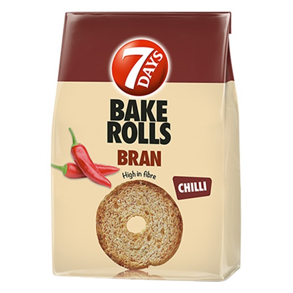 Kétszersült kenyérkarika 7DAYS Bake Rolls korpás chilis fűszeres 80g