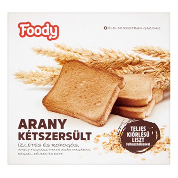 Kétszersült kenyérszelet FOODY teljes kiörlésű 220g