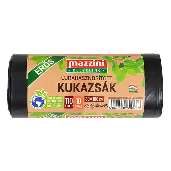 Kukazsák újrahasznosított MAZZINI erős 110L 10 db/tekercs