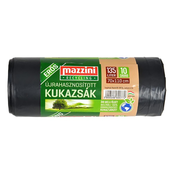 Kukazsák újrahasznosított MAZZINI erős 135L 10 db/tekercs