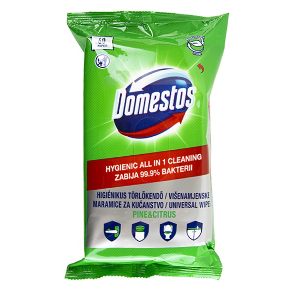 Fertőtlenítő törlőkendő DOMESTOS Pine & Citrus 60 db