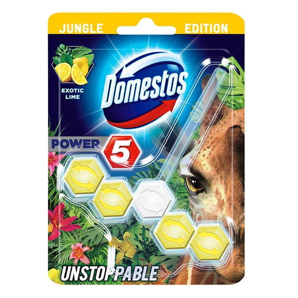 Toalett öblítő DOMESTOS Power5 Limited Edition Giraffe Exotic Lime 55g