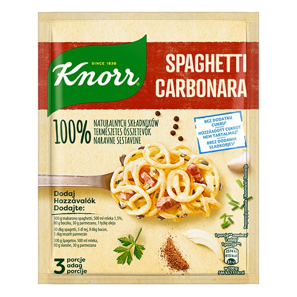 Ételalap KNORR 100% Természetes Carbonara spagetti 42g