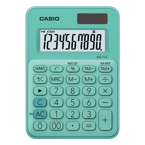 Számológép asztali CASIO MS 7 UC 10 digit zöld