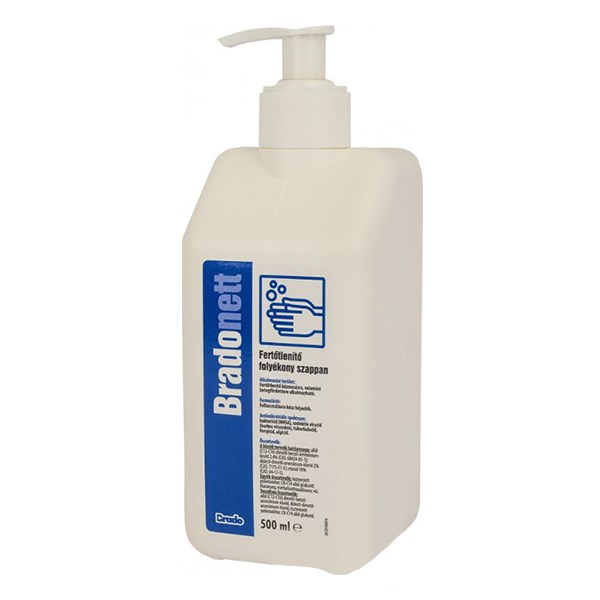 Kézfertőtlenítő folyékony szappan BRADONETT 500 ml pumpás