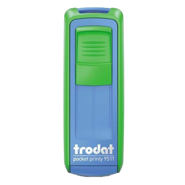 Bélyegző TRODAT Pocket Printy 9511 zseb kék/zöld ház