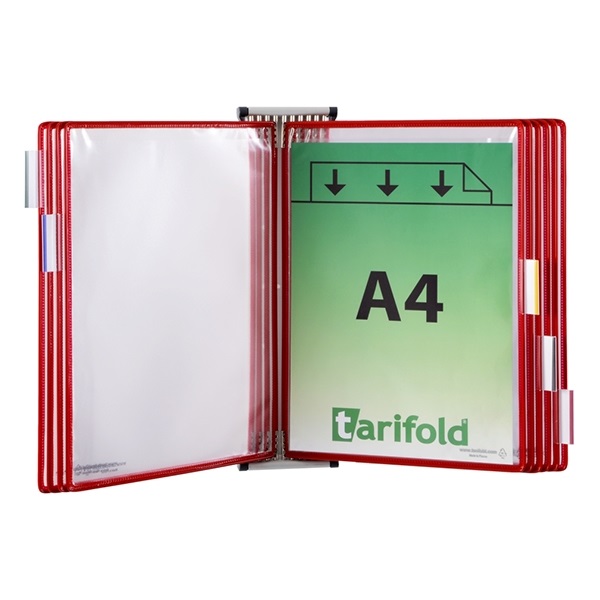Fali tartó szett TARIFOLD A/4 fém + 10 db piros tábla
