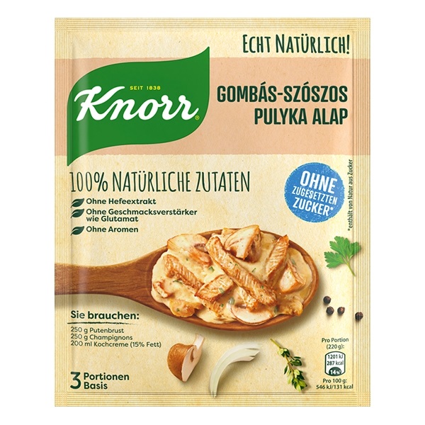 Ételalap KNORR 100% Természtes Gombás szószos pulyka 30g