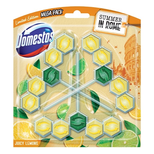 Toalett öblítő DOMESTOS Power5 Limited Edition Juicy Lemons Rome 3x55g