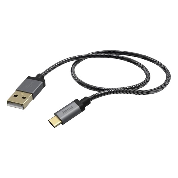 Adatkábel HAMA Elite-Metal USB-C/USB-A 1,5m fekete/szürke
