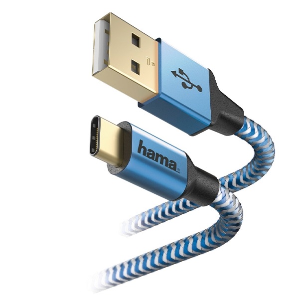Adatkábel HAMA Reflective USB-C 1,5m kék