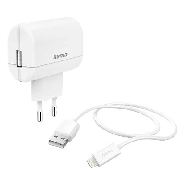 Hálózati adapter HAMA USB-A 12W + Lightning kábel fehér