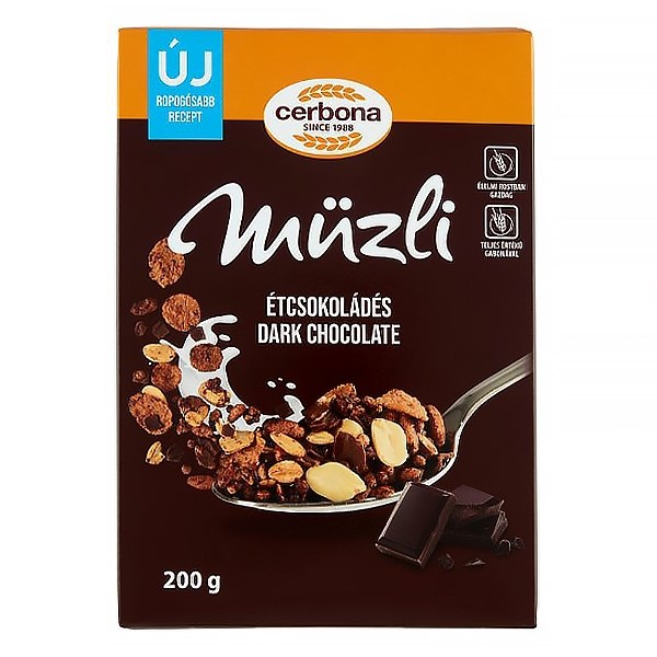 Müzli CERBONA étcsokoládés dobozos 200 g