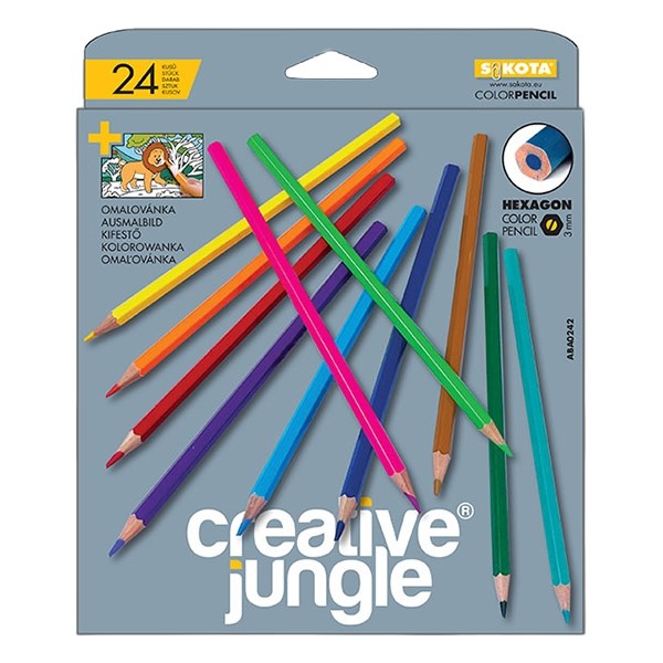 Színes ceruza CREATIVE JUNGLE grey háromszögletű 24 darabos készlet