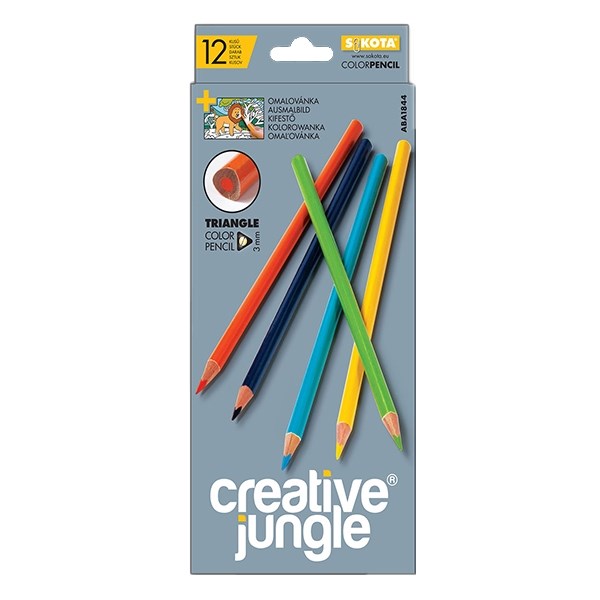 Színes ceruza CREATIVE JUNGLE grey háromszögletű 12 darabos készlet