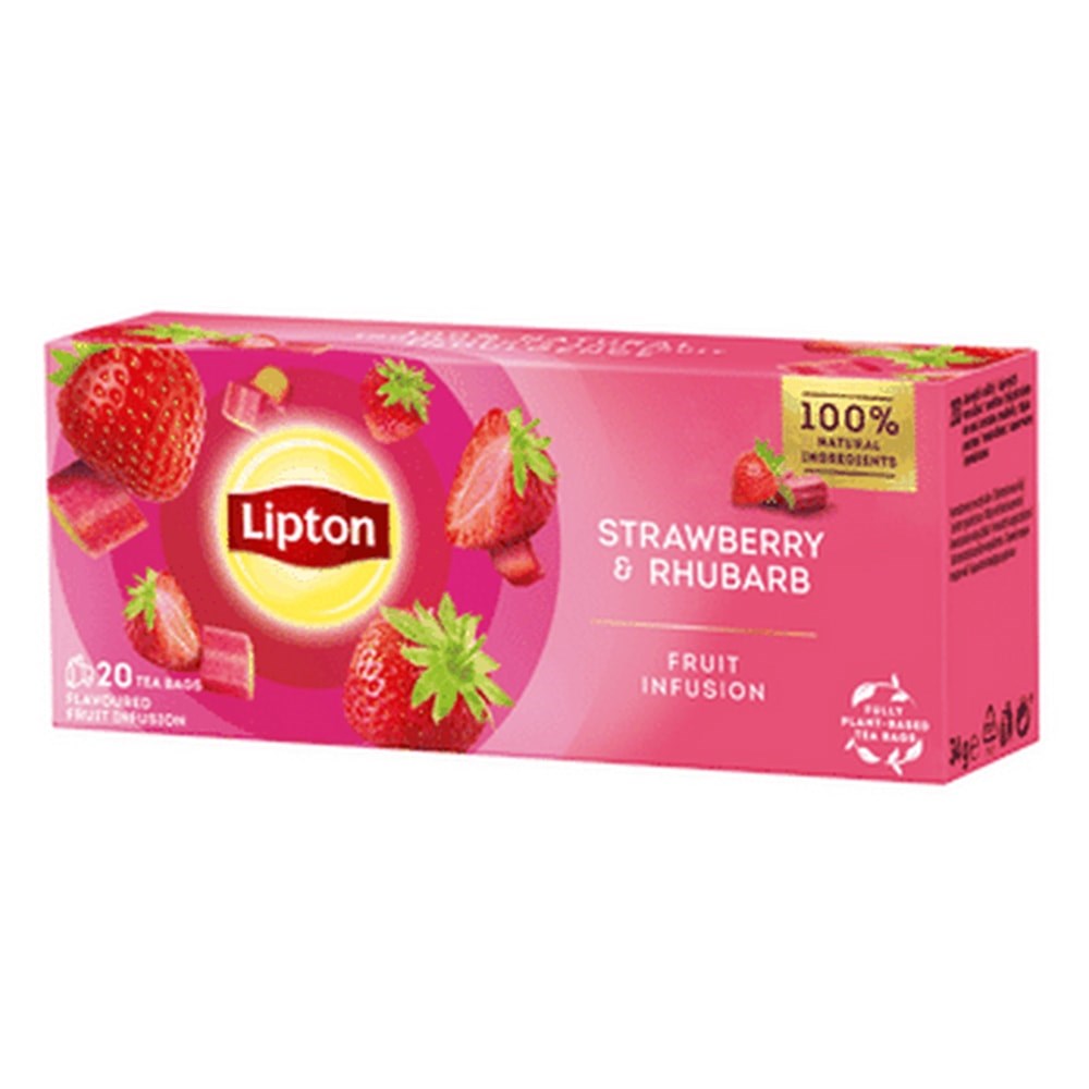 Gyümölcstea LIPTON Eper-Rebarbara 20 filter/doboz